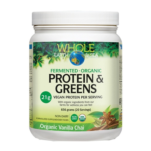WHOLE EARTH & SEA | Organic Fermented Protein & Greens Vanilla Chai 656g