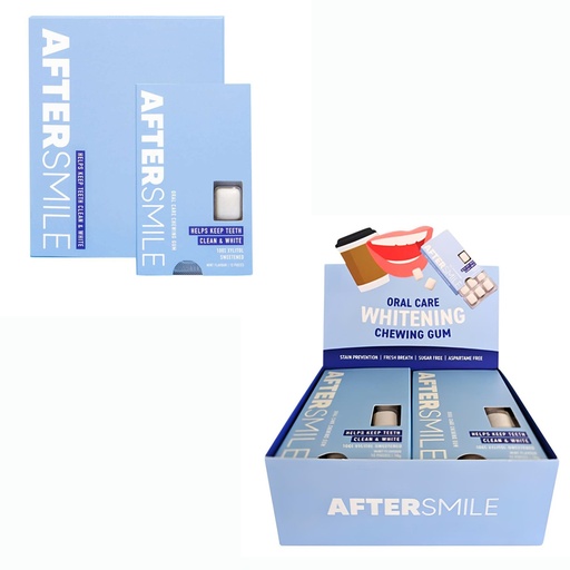 AFTERSMILE | Xylitol Whitening Oral Care Chewing Gum 〔Clean & White Teeth〕- Mint, Pack of 12 Pieces