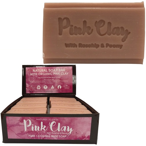 CLOVER FIELDS | Natures Gifts Essentials Pink Clay with Rosehip & Peony Coconut-Base Soap, 150g
