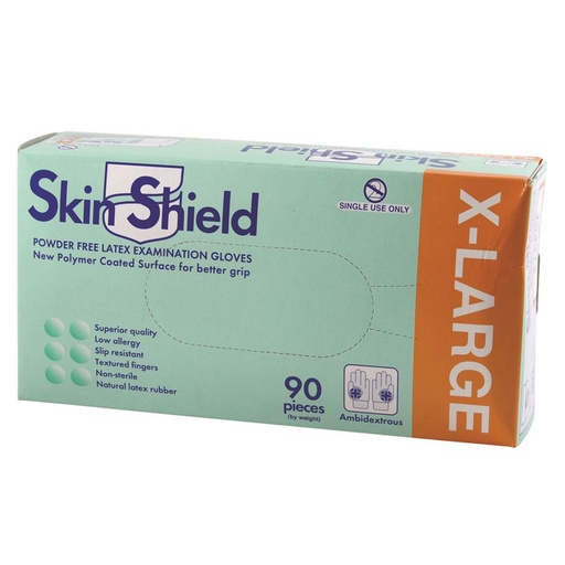 SKIN SHIELD | Latex Gloves Powder Free X Large x 90 Pack