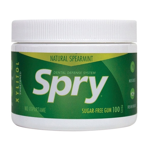 SPRY | Xylitol Sweetened Sugar-Free Chewing Gum Spearmint Tub x 100 Pieces