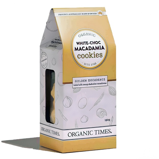 ORGANIC TIMES | Cookies – White Choc Macadamia 150g