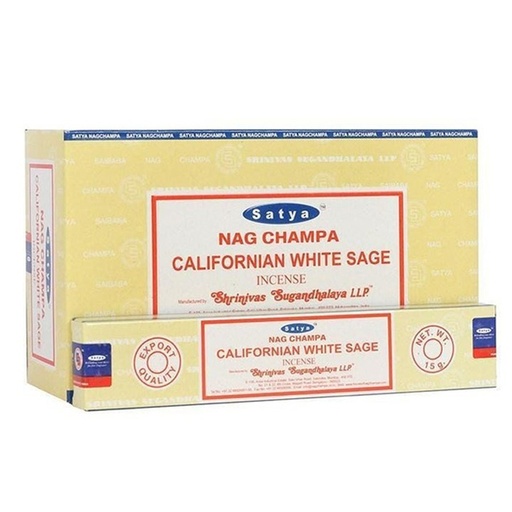 SATYA  | Satya Incense CALIFORNIAN WHITE SAGE - Box of 12 packs, 15g per pack
