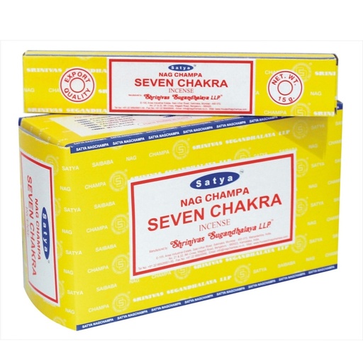 SATYA  | Satya Incense SEVEN CHAKRAS - Box of 12 packs, 15g per pack