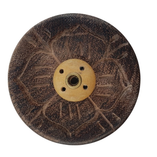 TIBETAN | INCENSE HOLDER Wooden ROUND A 7cm Tibetan