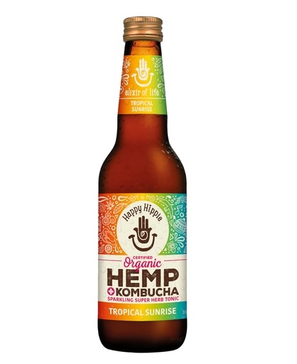 HAPPY HIPPIE | Organic Kombucha + Hemp Tropical Sunrise 330mL