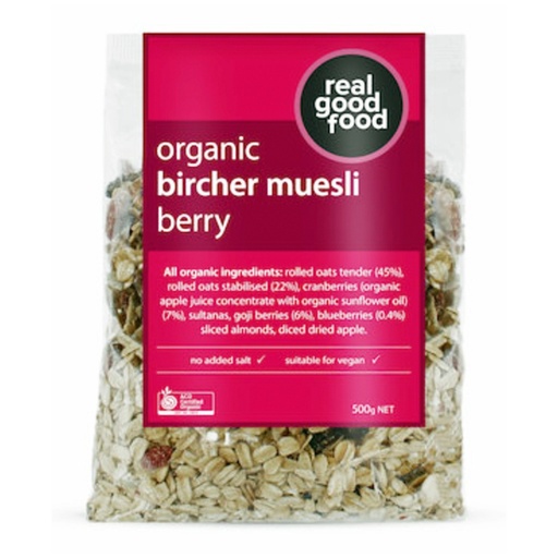REAL GOOD FOOD | Muesli Berry Bircher Organic (Bag) 500g