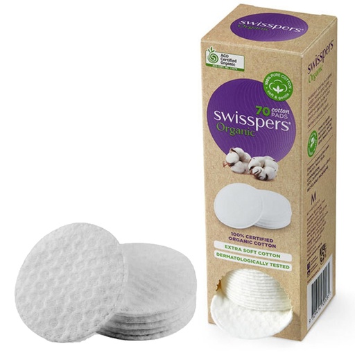 SWISSPERS | Organic Cotton Pads 70 Pack - Eco Dispenser