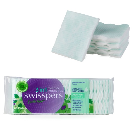 SWISSPERS | 3In1 Cleanser Infused Pads - Aloe Vera & Vitamin E