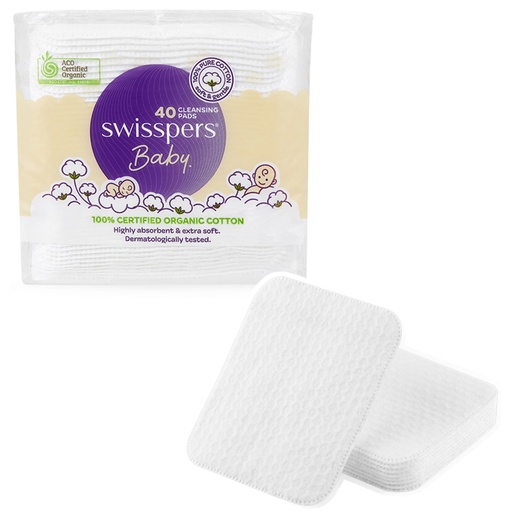 SWISSPERS | Baby Organic Cotton Cleansing Pads 40 Pack