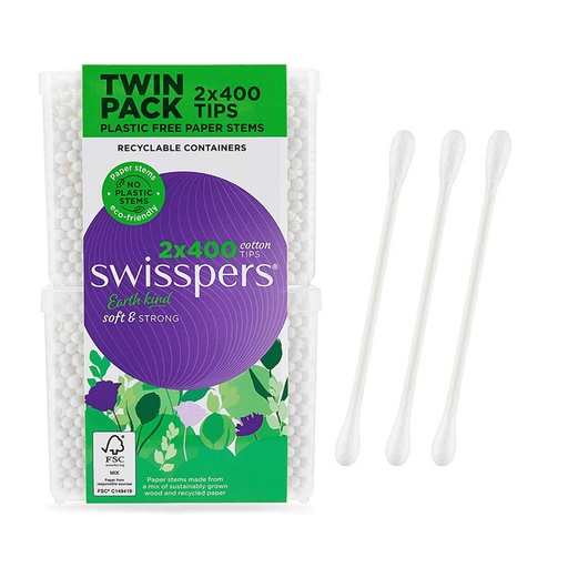 SWISSPERS | Cotton Tips Paper Stems 2x400pk