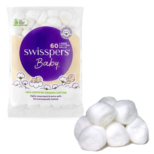 SWISSPERS | Baby Organic Cotton Large Balls 60 Pack