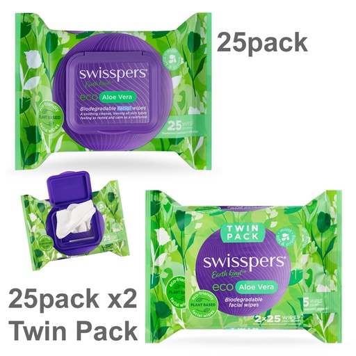 SWISSPERS | Eco Aloe Vera Biodegradable Facial Wipes