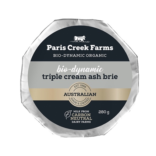 PARIS CREEK FARMS | Bio-Dynamic Triple Cream Ash Brie 280g
