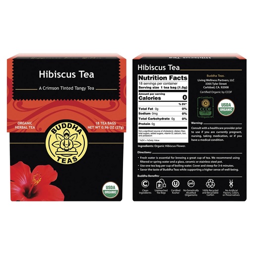 BUDDHA TEAS | Organic Herbal Tea Bags Hibiscus Tea 18pk