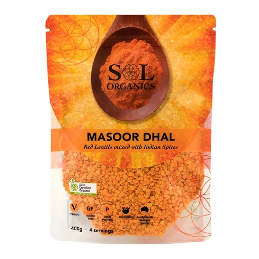 SOL ORGANICS | Masoor Dhal Red Lentil Mix 400g