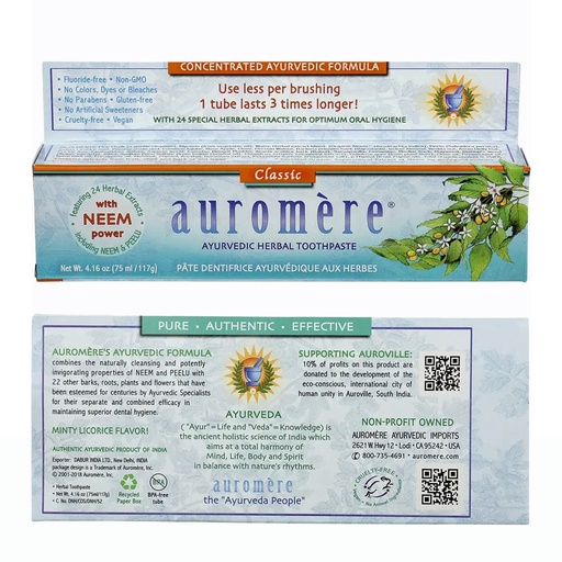 AUROMERE | Toothpaste Ayurvedic Classic Licorice Fluoride Free 117g