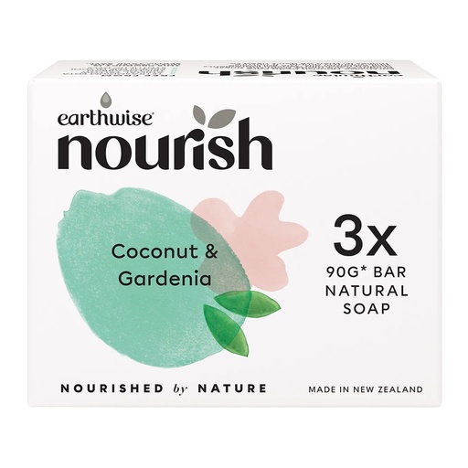 EARTHWISE NOURISH | Natural Soap Bar Coconut & Gardenia 3pk