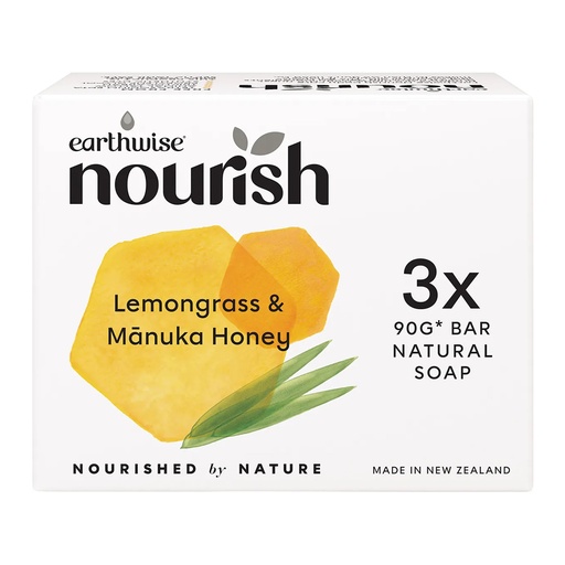 EARTHWISE NOURISH | Natural Soap Bar Lemongrass & Manuka Honey 3pk