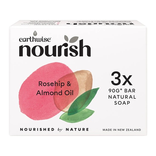 EARTHWISE NOURISH | Natural Soap Bar Rosehip & Almond Oil 3pk