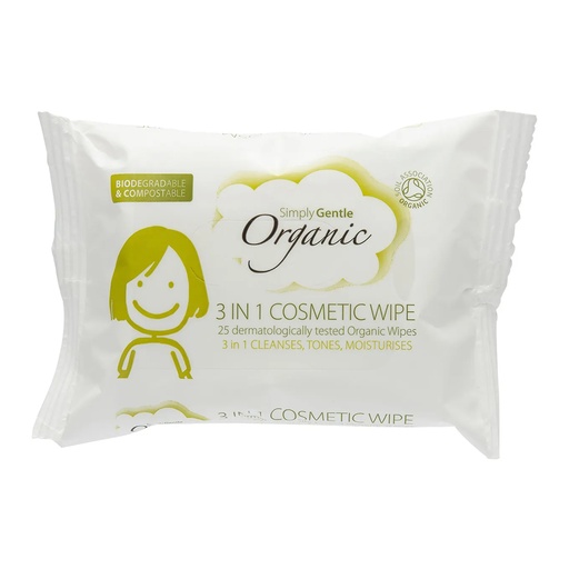 SIMPLY GENTLE ORGANIC | 3合1化妝擦拭巾 清潔、調理、保濕 25片裝