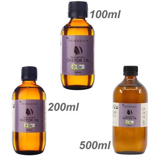 VRINDAVAN | Castor Oil 100% Natural - Amber Glass Bottle