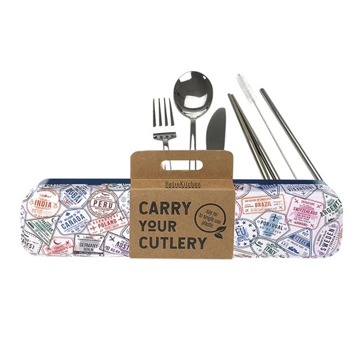 RETROKITCHEN | Passport Stamps Stainless Steel Cutlery Set