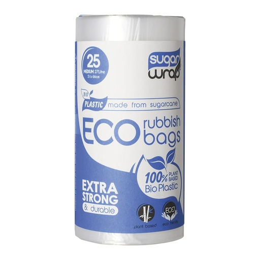 SUGARWRAP | Eco Rubbish Bags Made from Sugarcane Medium 27L 25pk
