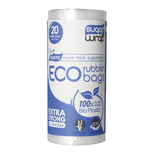 SUGARWRAP | Eco Rubbish Bags Made from Sugarcane Large 35L 20pk