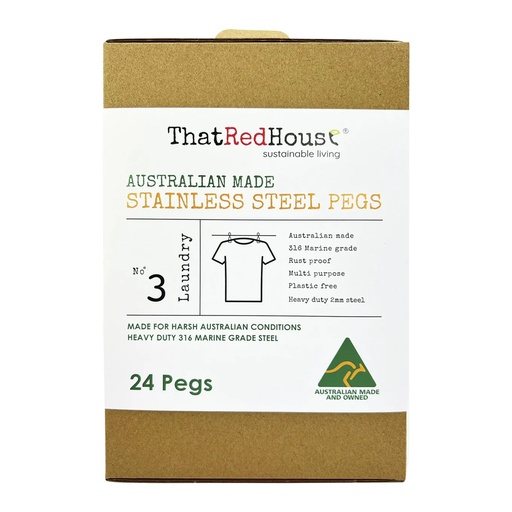 THAT RED HOUSE | Australian Made Stainless Steel Pegs 316 Marine Grade 24pk