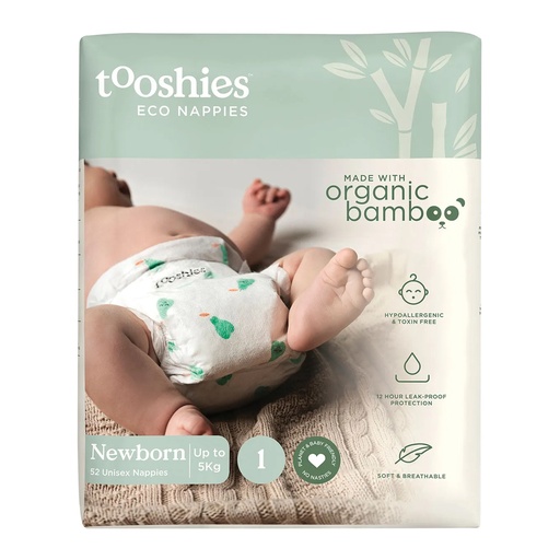 TOOSHIES | Eco Nappies Size 1 Newborn 3-5kg, Pack of 52