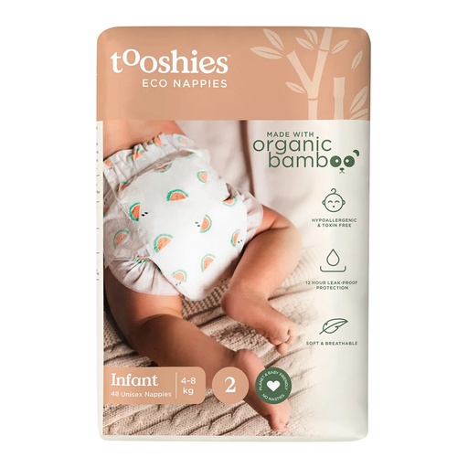 TOOSHIES | Eco Nappies Size 2 Infant 4-8kg, Pack of 48