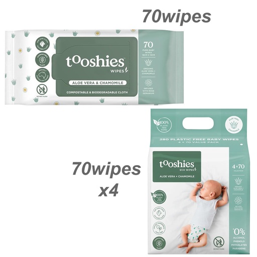 TOOSHIES | 環保濕巾超值包 蘆薈與洋甘菊 4包裝